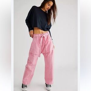 Free People Sky Rider Straight-Leg Pants Oversized Rosebloom